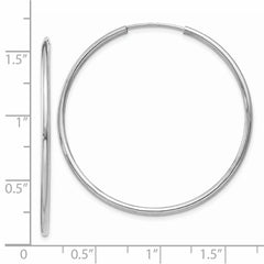 14k White Gold 1.5mm Polished Endless Hoop Earrings - 12