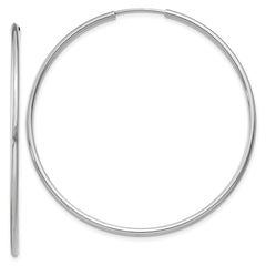 14k White Gold 1.5mm Polished Endless Hoop Earrings - 5