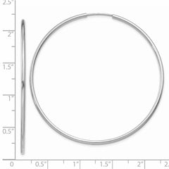 14k White Gold 1.5mm Polished Endless Hoop Earrings - 6