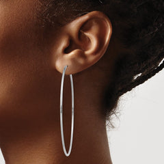 14k White Gold 1.5mm Polished Endless Hoop Earrings - 8
