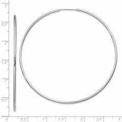 14k White Gold 1.5mm Polished Endless Hoop Earrings - 8