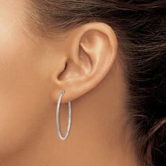 14k White Gold 1.5mm Diamond-cut Endless Hoop Earrings - 4