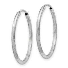 14k White Gold 1.5mm Diamond-cut Endless Hoop Earrings - 2