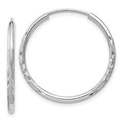 14k White Gold 1.5mm Diamond-cut Endless Hoop Earrings - 2