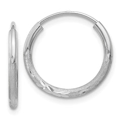 14k White Gold 1.5mm Diamond-cut Endless Hoop Earrings - 3