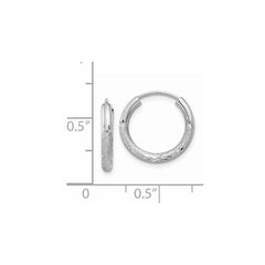 14k White Gold 2mm Diamond-cut Endless Hoop Earrings