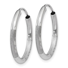 14k White Gold 2mm Diamond-cut Endless Hoop Earrings - 6