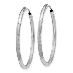 14k White Gold 2mm Diamond-cut Endless Hoop Earrings - 2