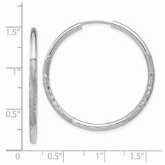 14k White Gold 2mm Diamond-cut Endless Hoop Earrings - 2