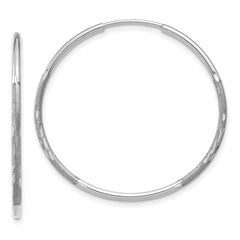 14K White Gold 1.25mm Diamond-cut Endless Hoop Earring - 2