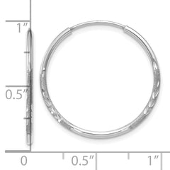 14K White Gold 1.25mm Diamond-cut Endless Hoop Earring - 3