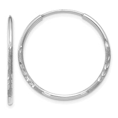 14K White Gold 1.25mm Diamond-cut Endless Hoop Earring - 3