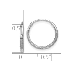 14K White Gold 1.25mm Diamond-cut Endless Hoop Earring - 4