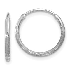 14K White Gold 1.25mm Diamond-cut Endless Hoop Earring - 4