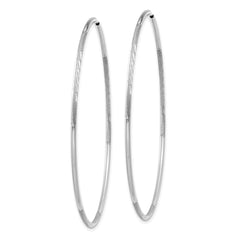 14K White Gold 1.25mm Diamond-cut Endless Hoop Earring - 5