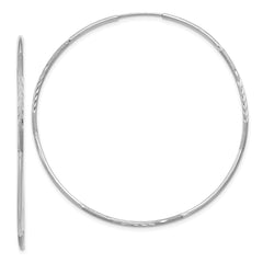 14K White Gold 1.25mm Diamond-cut Endless Hoop Earring - 5