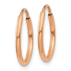 14k Rose Gold 1.2mm Polished Endless Hoop Earrings - 5
