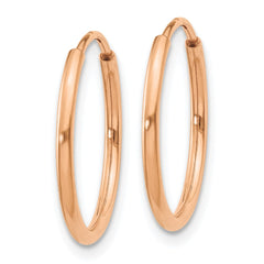 14k Rose Gold 1.2mm Polished Endless Hoop Earrings - 8