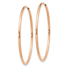 14k Rose Gold 1.2mm Polished Endless Hoop Earrings - 6