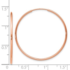 14k Rose Gold 1.2mm Polished Endless Hoop Earrings - 6