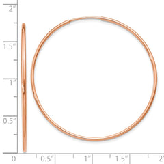 14k Rose Gold 1.2mm Polished Endless Hoop Earrings - 7