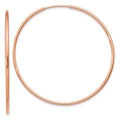 14k Rose Gold 1.2mm Polished Endless Hoop Earrings - 7