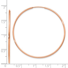 14k Rose Gold 1.2mm Polished Endless Hoop Earrings - 3