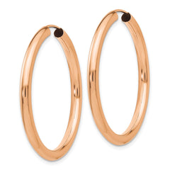 14k Rose Gold Polished Endless Tube Hoop Earrings - 2