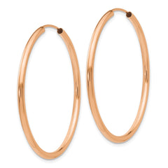 14k Rose Gold Polished Endless 2mm Hoop Earrings - 2