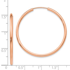 14k Rose Gold Polished Endless 2mm Hoop Earrings - 2