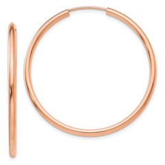 14k Rose Gold Polished Endless 2mm Hoop Earrings - 2