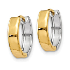 14k Two-tone Hinged Hoop Earrings - 3