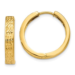 14k Diamond-cut Hinged Hoop Earrings - 2