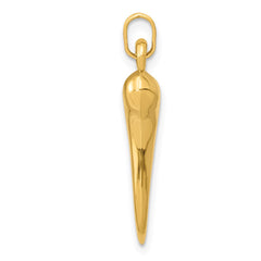 14k Hollow 3D Italian Horn Charm - 2