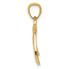 14k Gold Polished Small Ribbon Bow Pendant