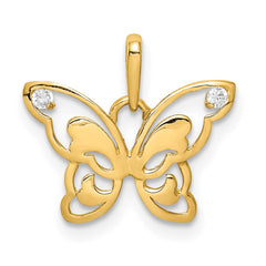 14k Polished CZ Butterfly Pendant - 2
