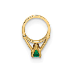 14K 3D Ring with Dark Green Glass Stone Charm