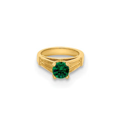 14K 3D Ring with Dark Green Glass Stone Charm