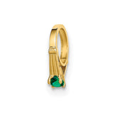 14K 3D Ring with Dark Green Glass Stone Charm