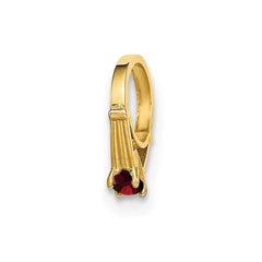 14K 3D Ring with Red CZ Charm
