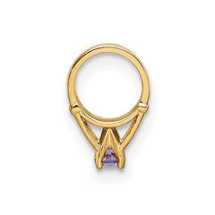 14K 3D Ring with Dark Purple CZ Charm
