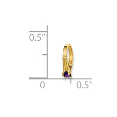 14K 3D Ring with Dark Purple CZ Charm