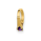 14K 3D Ring with Dark Purple CZ Charm
