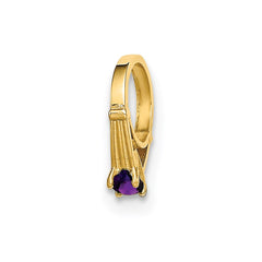 14K 3D Ring with Dark Purple CZ Charm
