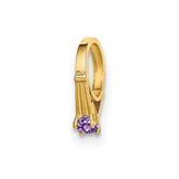 14K 3D Ring with Light Purple CZ Charm