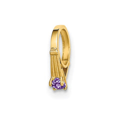 14K 3D Ring with Light Purple CZ Charm