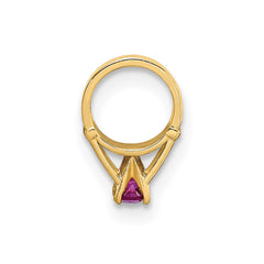 14K 3D Ring with Dark Pink CZ Charm