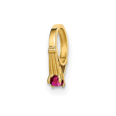 14K 3D Ring with Dark Pink CZ Charm