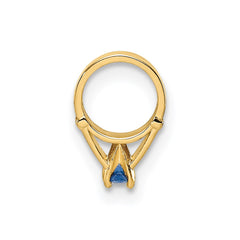 14K 3D Ring with Dark Blue Glass Stone Charm