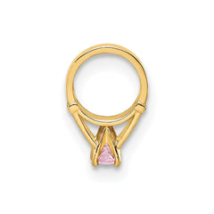 14K 3D Ring with Light Pink CZ Charm